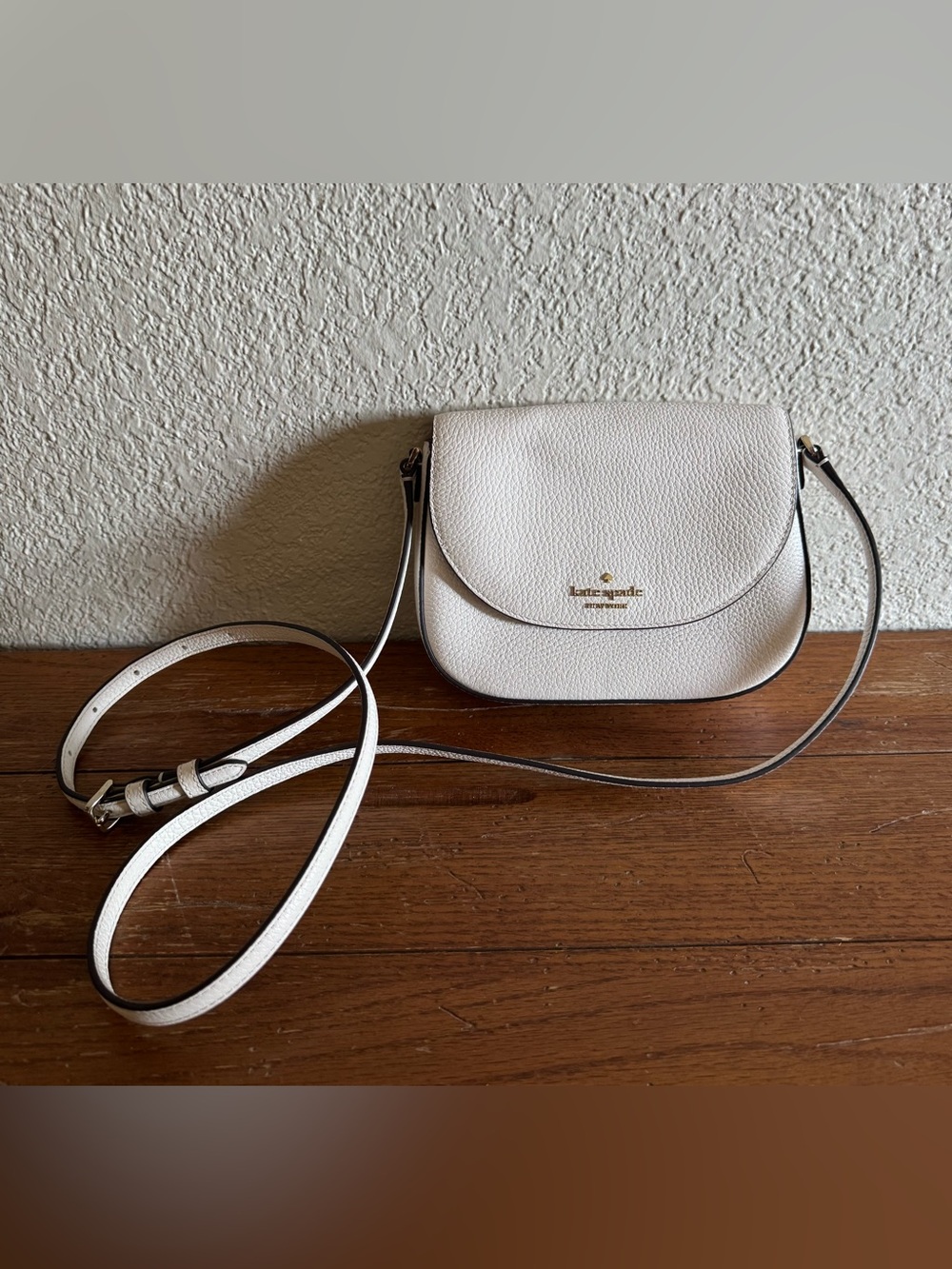Kate Spade Leila Mini Flap Crossbody Cream/Ivory Pebble Leather Magnetic